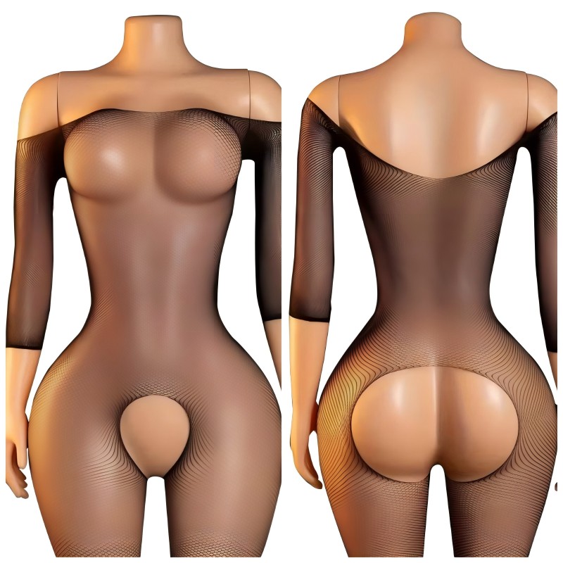 Fishnet Stocking Women - Сексуальные женские чулки-боди без промежности, черные,