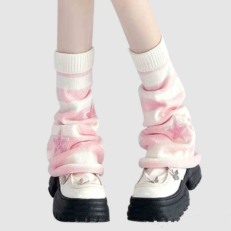Boot Sock Slouchy - Вязаные длинные носки-гетры в полоску с