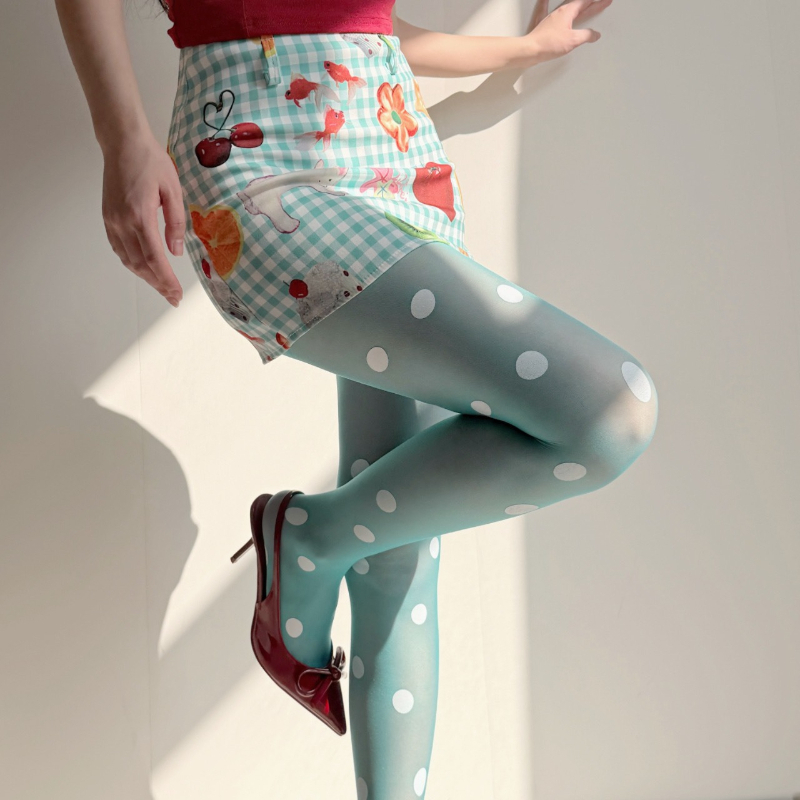 Tights Pantyhose Sheer - Ретро-колготки в горошек для женщин, прозрачные,