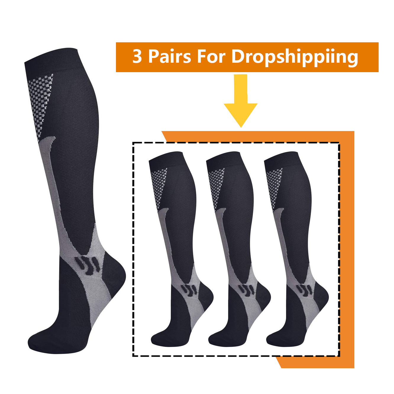 Compression Sock Medical - 3 пары, Спортивные Компрессионные носки 20-30