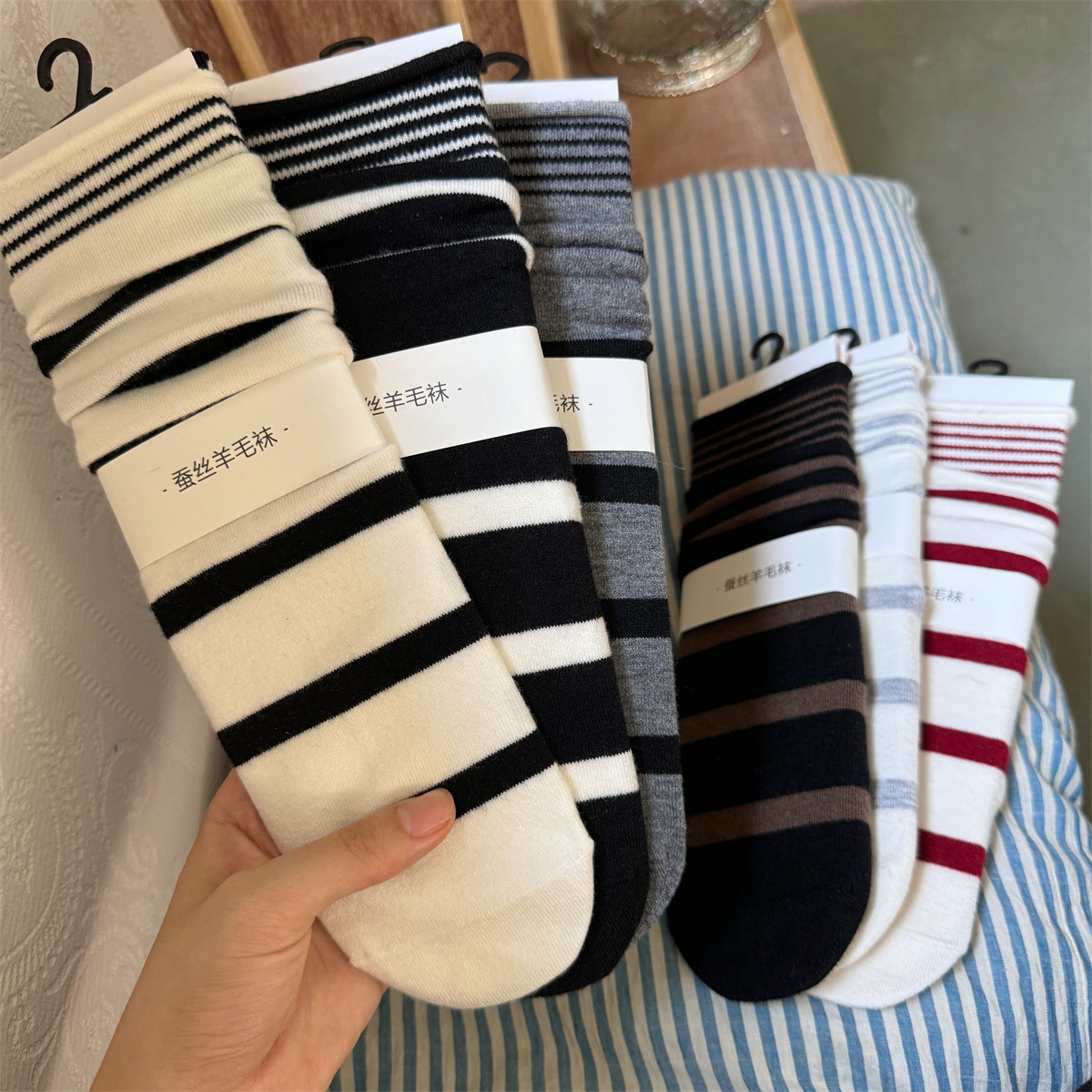 Silk Sock Bamboo - SP & CITY корейские зимние полосатые