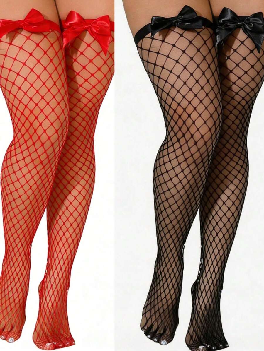 Fishnet Stocking Women - Эластичные ажурные чулки-сетка выше колена с