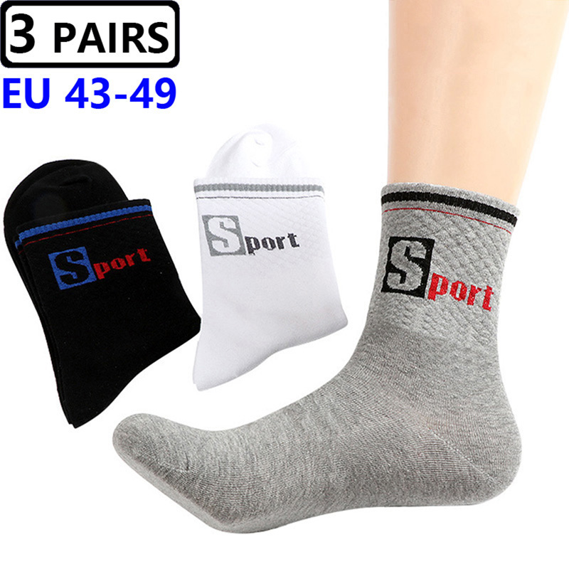 3 пары/упак. большие носки EU  – обзор и цена Cotton Crew Sock Pack