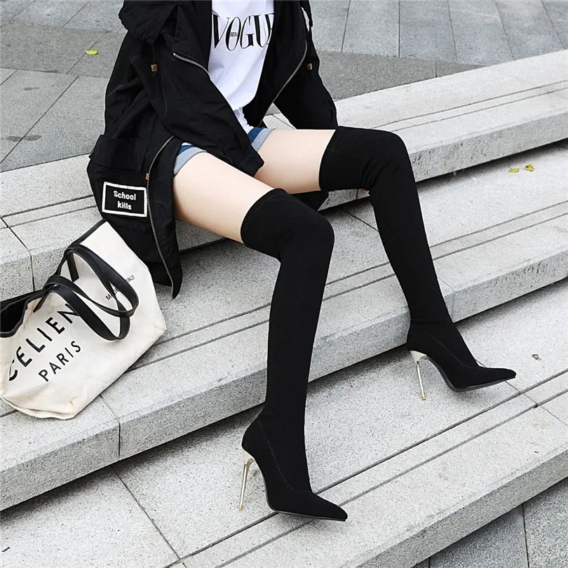 Эластичные леопардовые сапоги  – обзор и цена Knee High Sock Women